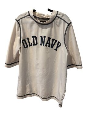 Old Navy Boys White Short Sleeve Rash Guard Size M(8)